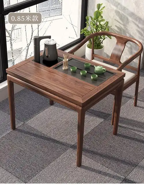新中式茶桌椅组合小茶桌家用家具阳台功夫茶台黑胡桃泡茶桌子白蜡木茶