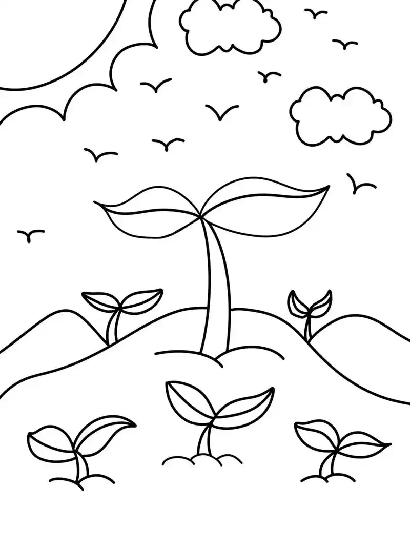 春天主题画 春天来了 创意画 儿童画 简笔画 带线稿哦 适合小朋友呢