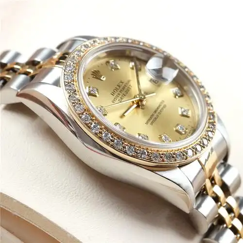 一口价正品[9.8新]劳力士18k金日志型后钻自动机械手表女士69173