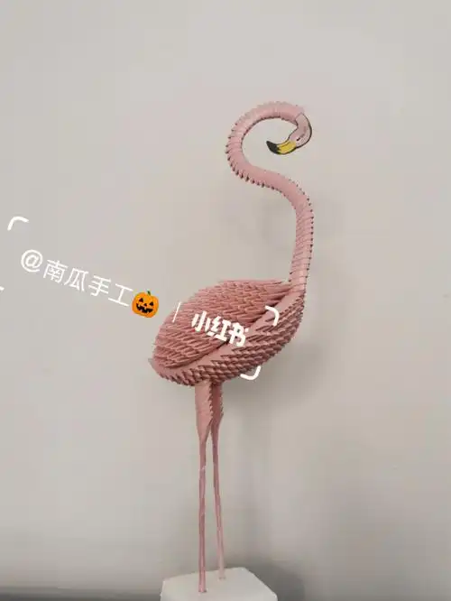 三角插火烈鸟创意手工作品