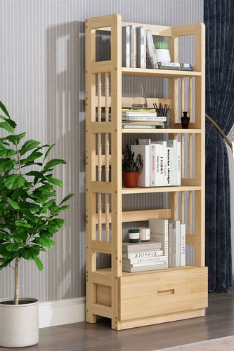 书架钰宇实木简约现代儿童简易置物架落地松木书架