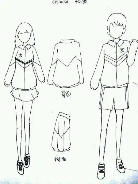 穿女生校服简笔画
