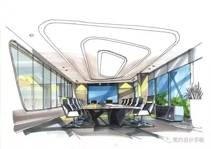 【手绘】会议室手绘空间步骤简图