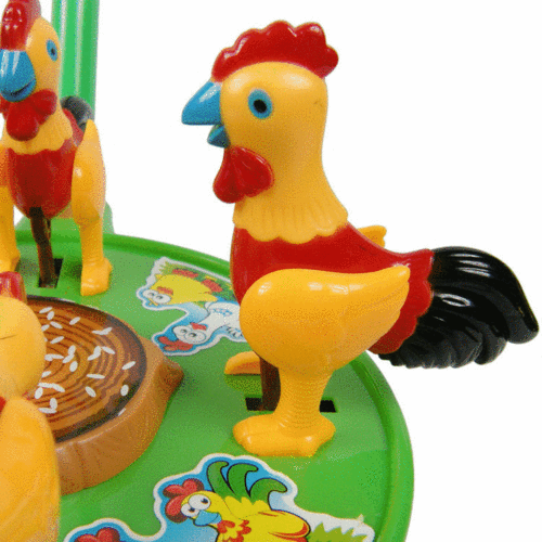 4只小鸡吃米手推鸡盘大扬340助步公鸡啄米地摊十元店玩具批发