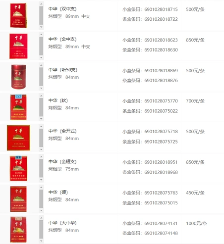 国烟批发细中华1951多少钱一包2019中华香烟价格表