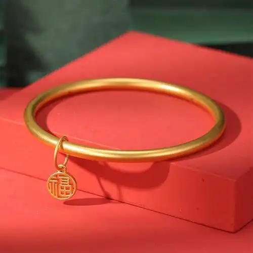 gzuan古钻珠宝黄金手镯福牌光圈女士手镯yjs0037