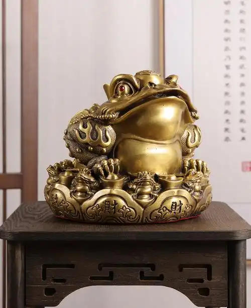 济凯纯铜金蟾吸财摆件客厅三足铜金蟾蜍家居旺财三脚金蝉店铺开业礼品