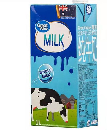 沃尔玛 惠宜全脂纯牛奶澳大利亚进口家庭装 whole milk1l早餐