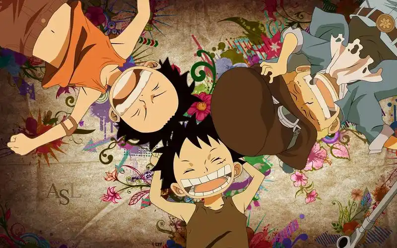 草帽路飞三兄弟可爱童年电脑壁纸下载