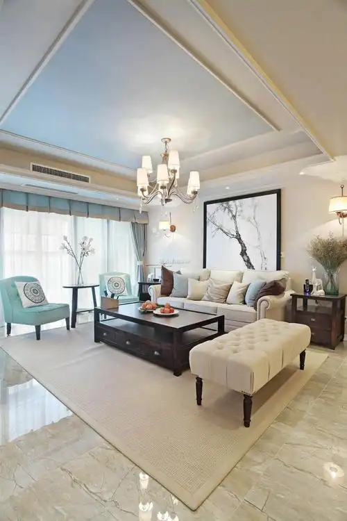 135平四居室客厅吊顶装修设计实景图_装信通网效果图