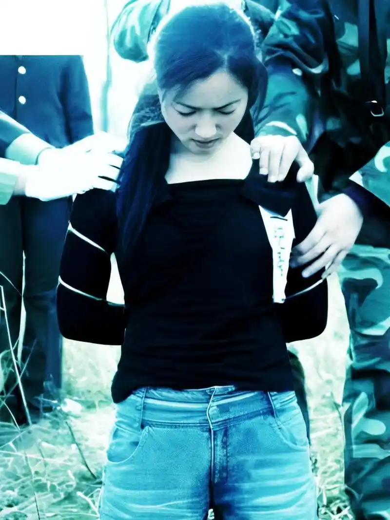 1990年代,一名女死刑犯在刑场上害怕得失禁了,牛仔裤上全是尿.