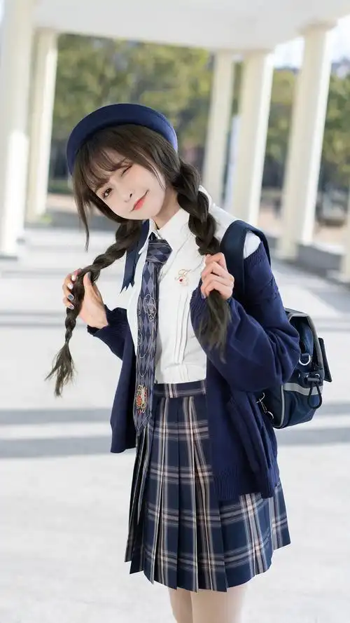 jk制服少女的清纯灵动可爱手机壁纸