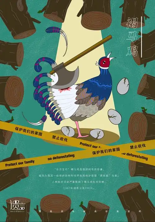 遗言——保护濒危野生动物插画设计