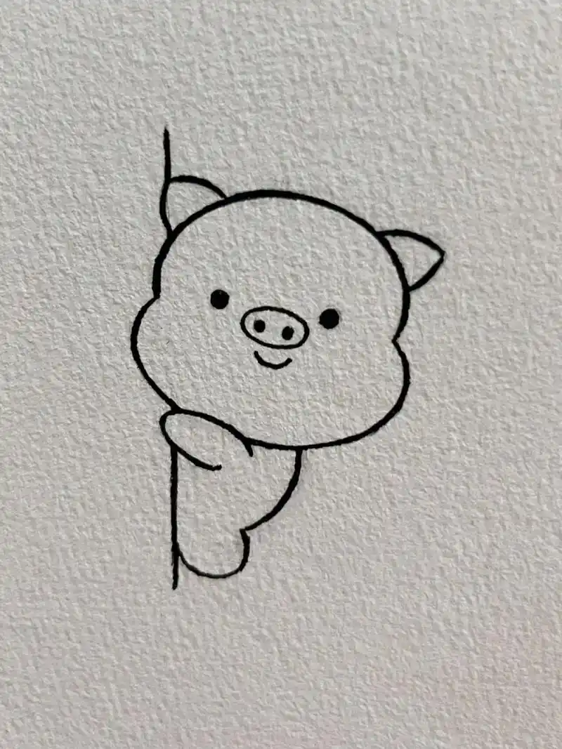 每日简笔画教程63|超可爱的猪猪简笔画