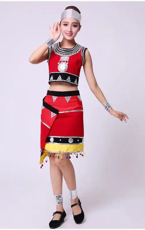 佤族服装云南儿童女儿童装甩发舞蹈沧源西盟儿童演出服