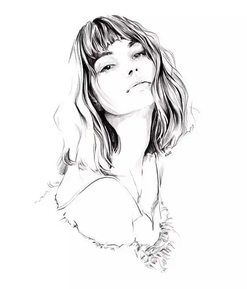 顶级的线性素描黑白灰之间的动容面貌