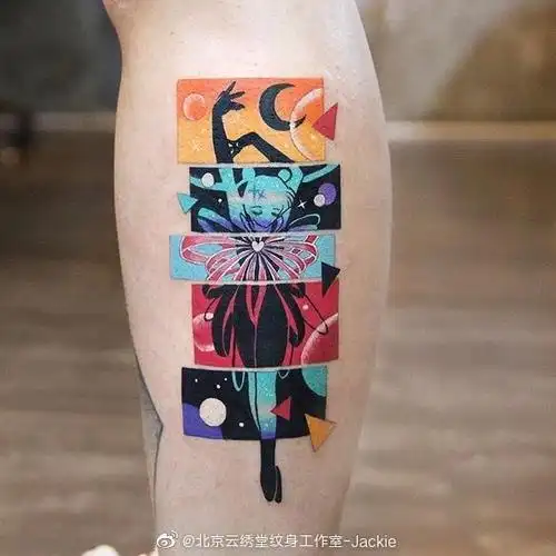 几何纹身##欧美彩色纹身