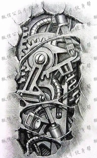 素描机械手稿纹身图案