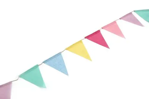 圣诞婚庆派对装饰彩色三角旗 欧式婚礼拉旗横幅婚庆彩旗 仿麻旗帜