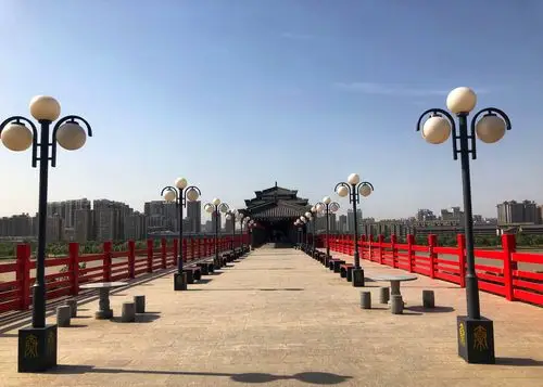 咸阳古渡廊桥风景拍摄