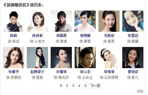 问题一,新版神雕侠侣 于正演员表