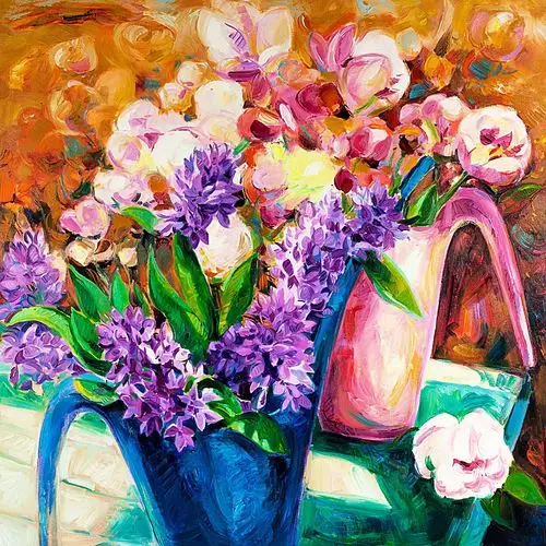 油画花瓶装饰画