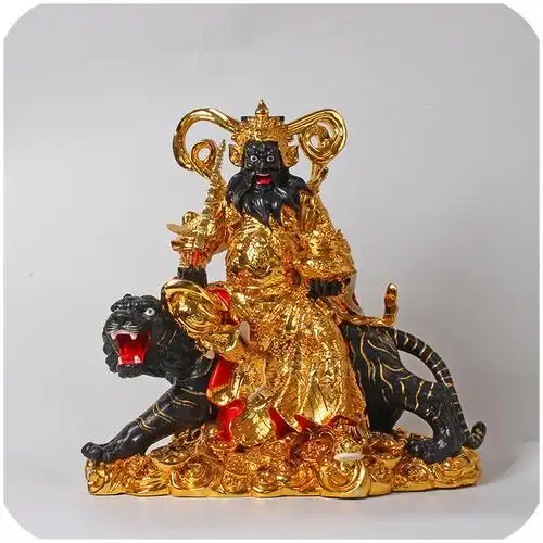 武财神赵公明神像16英寸镀金金身黑脸家用供奉骑虎将军赵玄坛