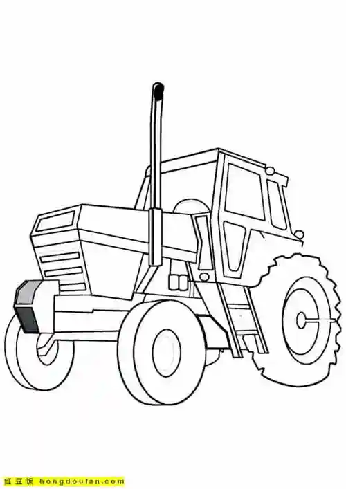 11张男孩子们最喜欢的农场中的拖拉机卡通涂色简笔画-红豆饭小学生简
