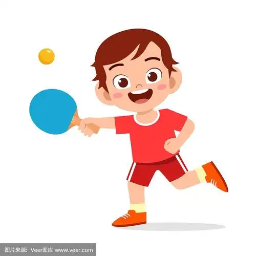 快乐可爱的小男孩打训练乒乓球