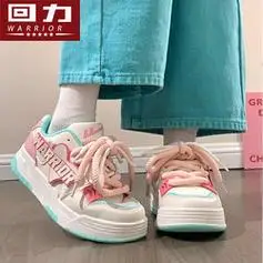 warrior回力女鞋板鞋女春季厚底休闲鞋学生潮流百搭单鞋子女白粉月37