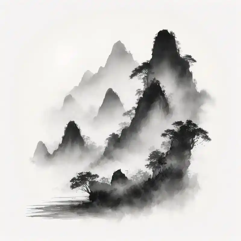 中国水墨风96山水头像 探索中国水墨的韵味,与山水融为一体.