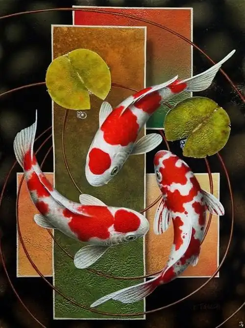 锦鲤写实 加拿大terry gileckiy油画作品