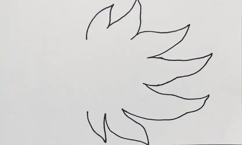 另一张卡纸上画龙尾.