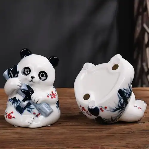 桌面摆设家居客厅酒柜装 饰品 招财熊猫创意陶瓷可爱摆件现代中式