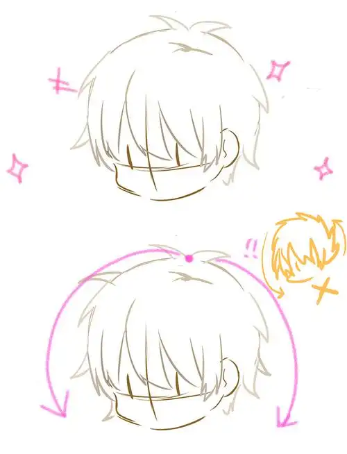 【板绘】36615个男生发型q版画法7915线稿模板_板绘_发型