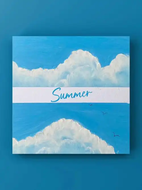 油画棒原创蓝天白云