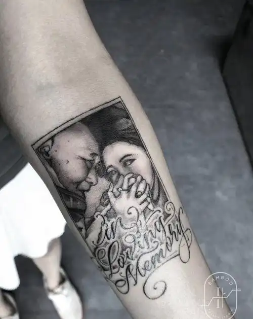 最后的告别纹身图片_手部手臂欧美写实花体字纹身图案