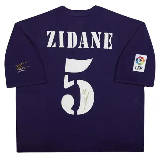 【权威提供】齐达内 亲笔签名 01-02赛季皇马百年客场球衣