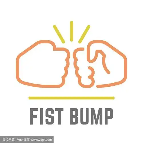 矢量色拳头撞线图标的两个力量的手或一起打拳为商业交易,人的冲突和