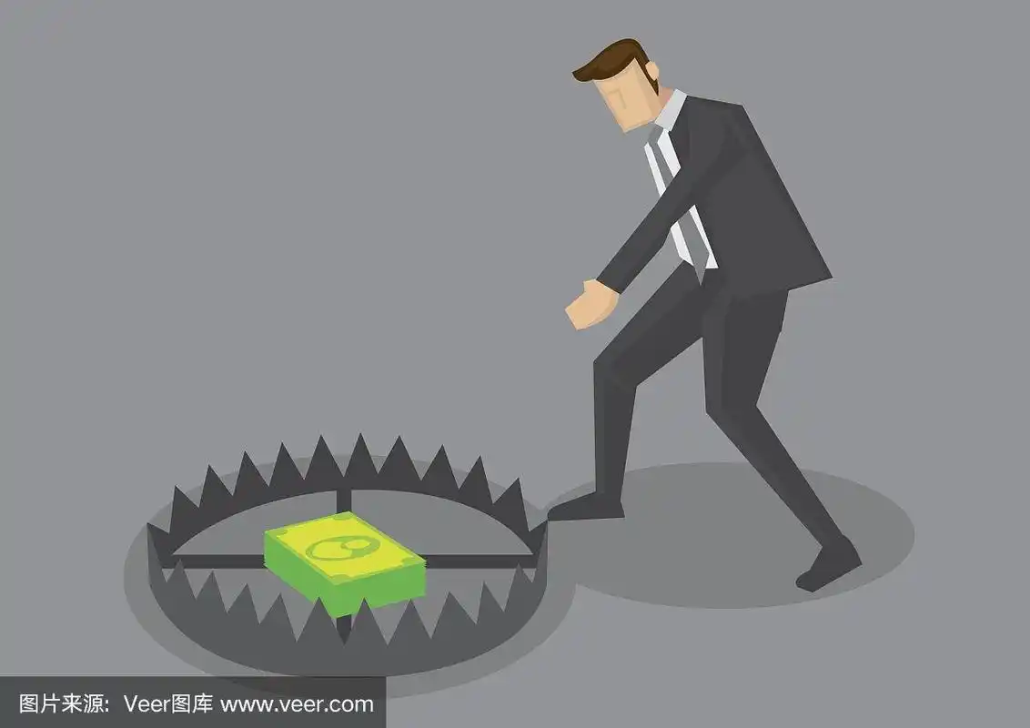 商人和金钱陷阱矢量卡通插图
