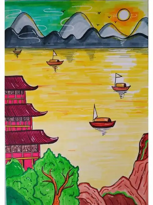 儿童画  #简笔画  #绘画  #诗配画  #登鹳雀楼