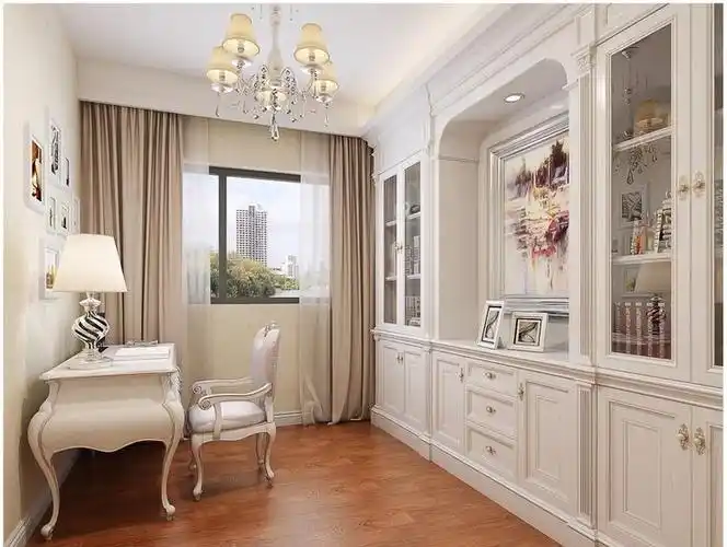 简欧风格三居室书房书柜装修效果图大全#1082610411