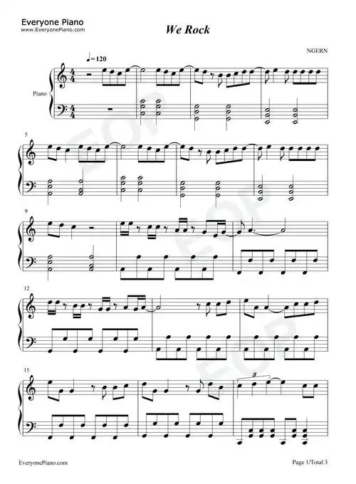 we rock-c调简单版-青春有你第三季主题曲五线谱预览1