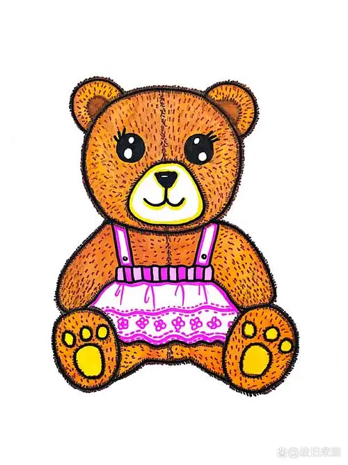 儿童画–玩具熊(有课件步骤) 适合6-7岁 玩具是我们生活中必不可缺少