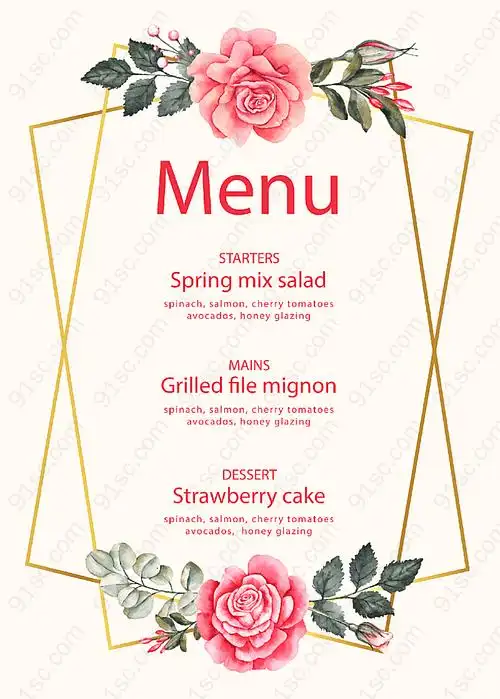 灰色结婚纪念日菜单矢量模板矢量概念