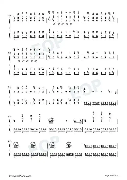 月光奏鸣曲第三乐章双手简谱预览4-钢琴谱文件(五线谱,双手简谱,数字