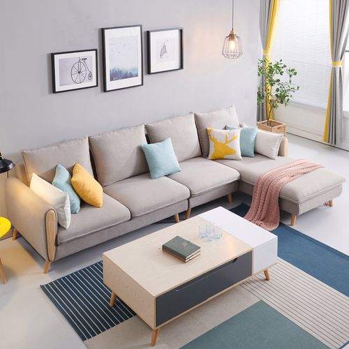 小清新风格布艺沙发北欧 简约现代网红款沙发小户型客厅组合ins风