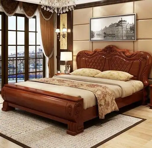 免费送装欧式实木床双人床15/18米新款家具婚床储物床实木大床