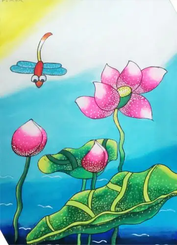 《蜻蜓点水》何文欣 水粉画 指导老师:朱颖华