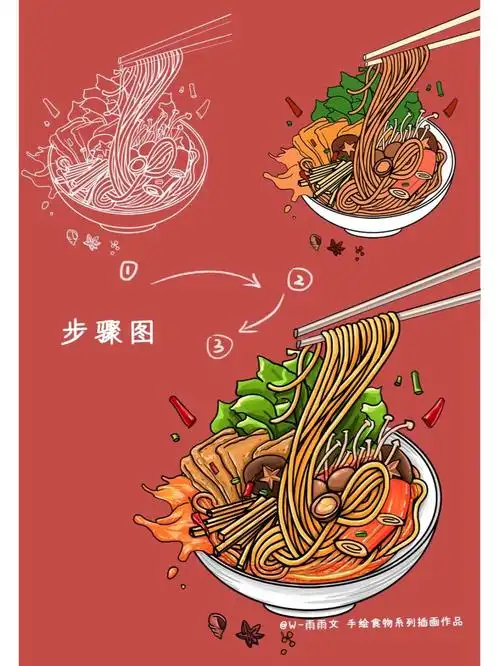 螺蛳粉零基础食物插画教程美食集